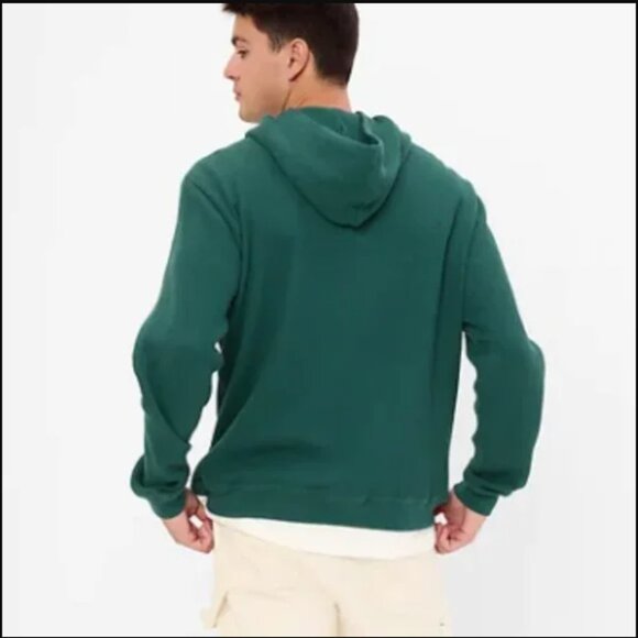 Gap Waffle Knit Hoodie Mens Size Medium Dark Green Pullover Sweatshirt Cotton - Picture 10 of 10